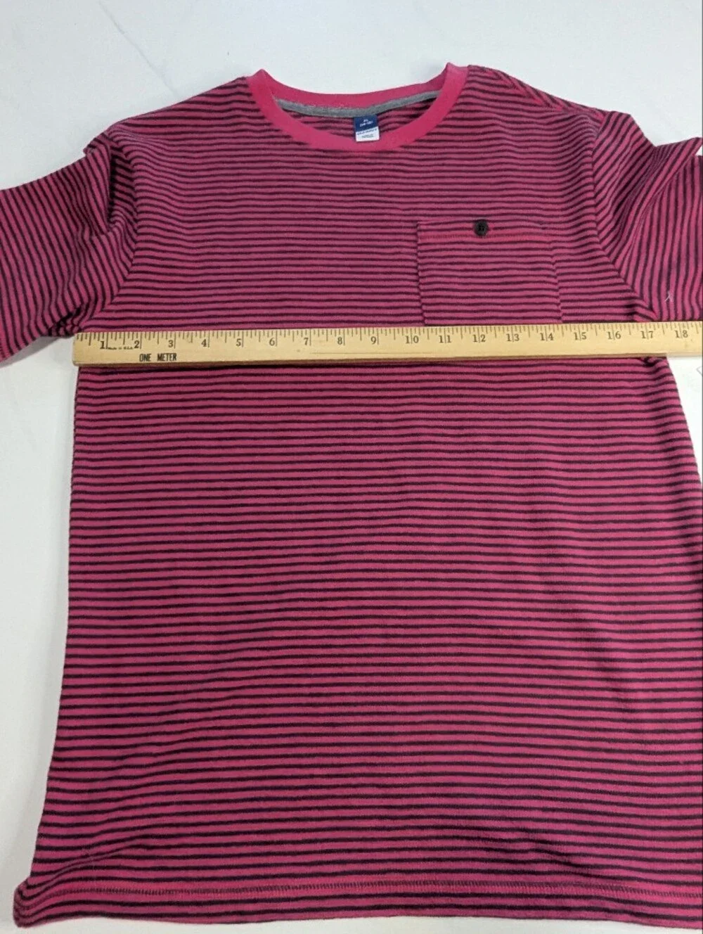 Old Navy Boys XL 14 16 Short Sleeve Textured Striped Pocket Tee Shirt Pink